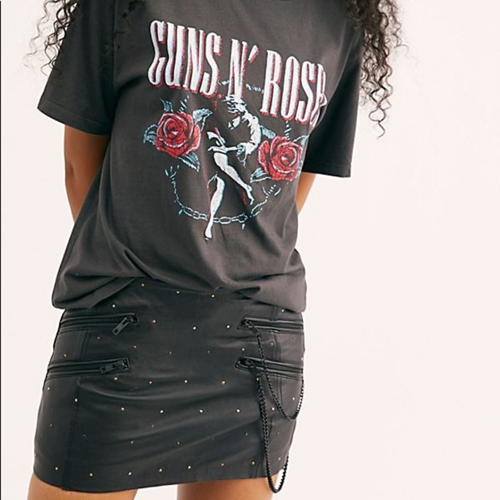 LEATHER Harlequin Stud Mini Skirt NWOT